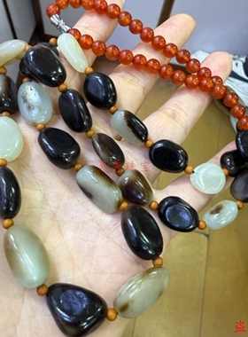 和田玉原石手链项链手把件新疆和田玉收藏送礼玉石小把件