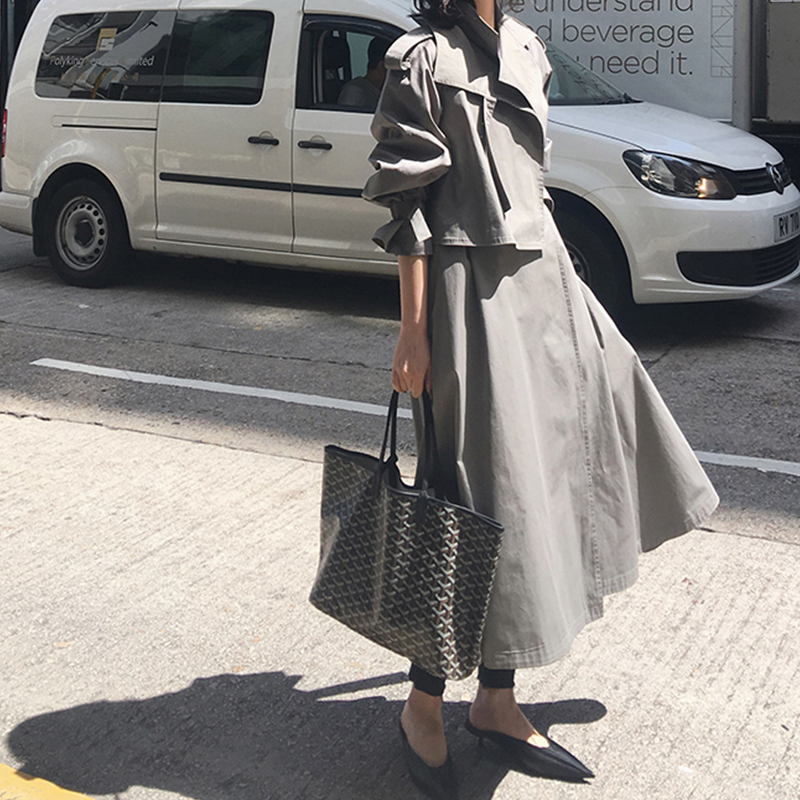 外套 chic 秋装新款宽松港风 2019 超长款过膝卡其色风衣女中长款 lulu 外套 chic 秋装新款宽松港风 2019 超长款过膝卡其色风衣女中长款 lulu