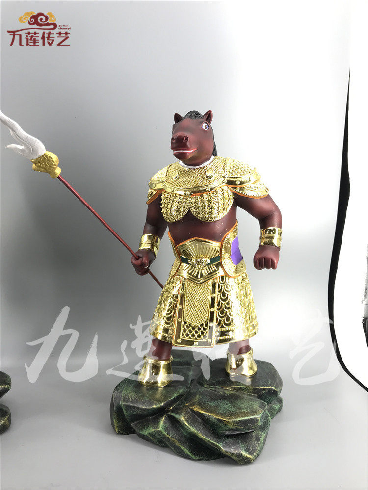 木雕神像牛头马面将军牛将军马将军香樟木漆线雕九莲木雕古典摆件