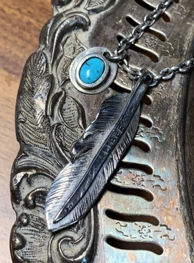 羽毛吊坠铁头的店纯银松石情侣