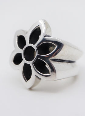 大花铁头的店情侣纯银机车戒指