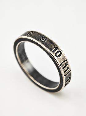 纯银欧美数字戒指复古做旧个性