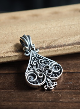 铁头的店 925银 Deal Design 复古朋克 黑桃王权吊坠