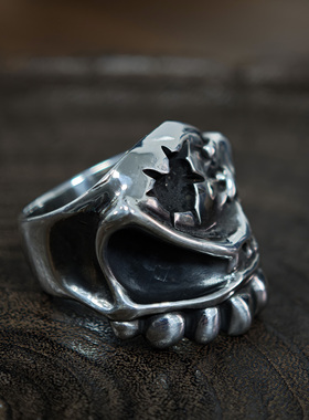 铁头的店925银美式重工朋克指环
