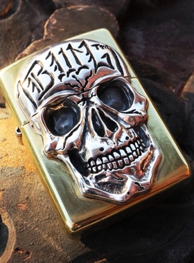骷髅贴章打火机铁头的店银