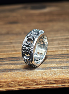 铁头的店 Deal Design 925银 复古镂空藤蔓十字架戒指