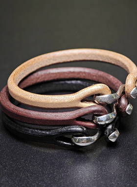 日韩男女通用牛皮皮环手环皮手镯