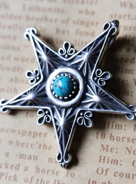 吊坠铁头的店五角星纯银情侣松石