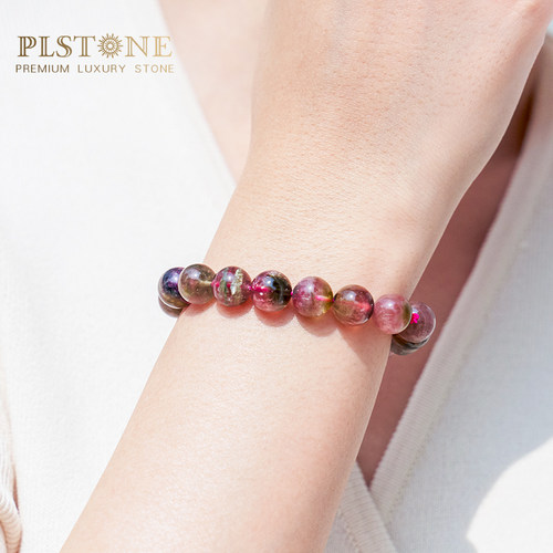PLSTONE普琳丝天然水晶珠宝巴西老矿西瓜碧玺手链手串女生日礼品 - 图2