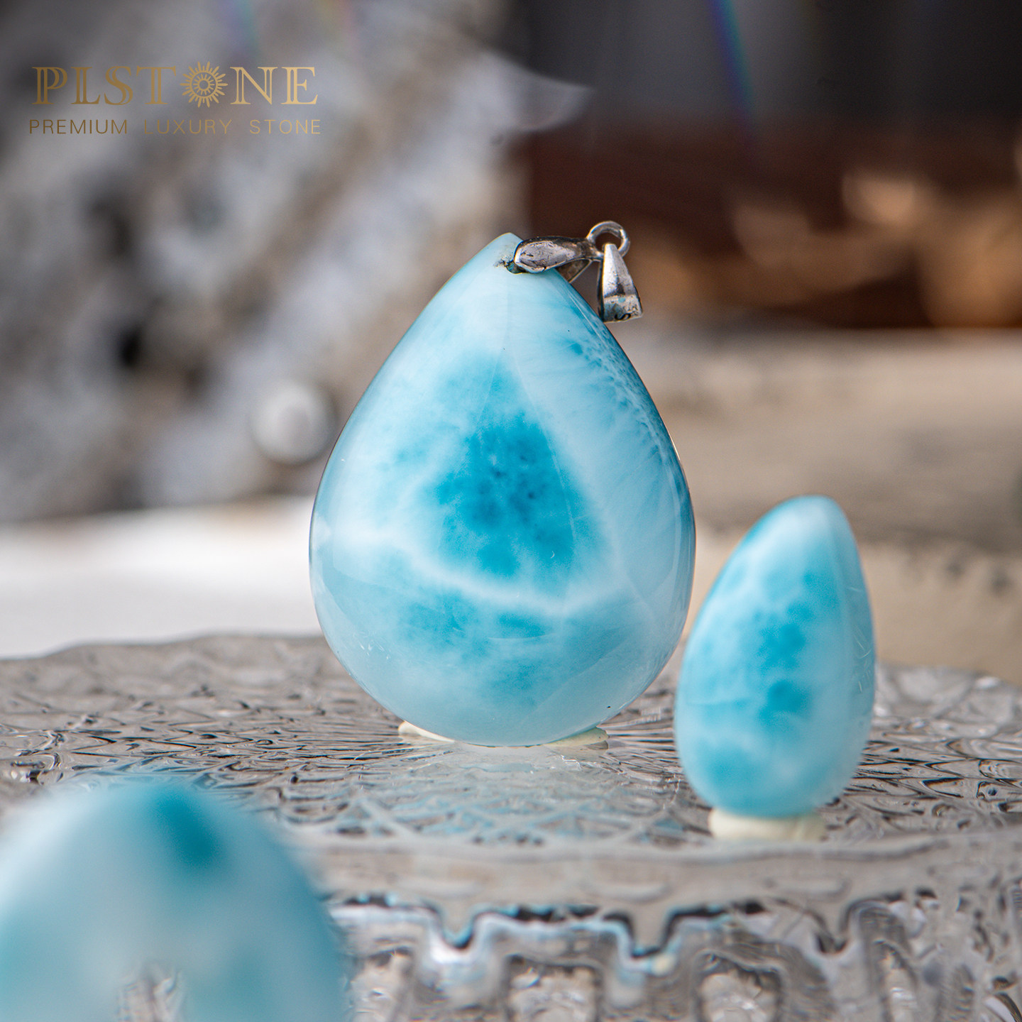 PLSTONE普琳丝天然冰种裸石玉化多米尼加海纹石吊坠女-可选18K扣,淘宝优惠券,粉丝福利购,淘宝优惠卷