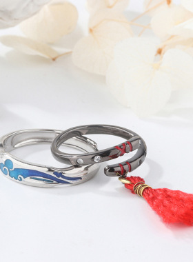 原创设计忘羡戒指陈情令魔道祖师古风情侣对戒开口中国风