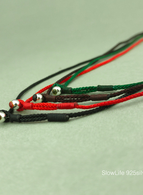 慢生活风原创手编黑色绳银饰品