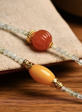 S925银复古国风礼物项链南红玛瑙