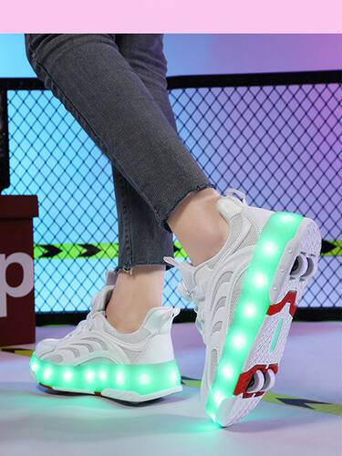 Children's sneakers with wheels shoes breathable roller - 图0