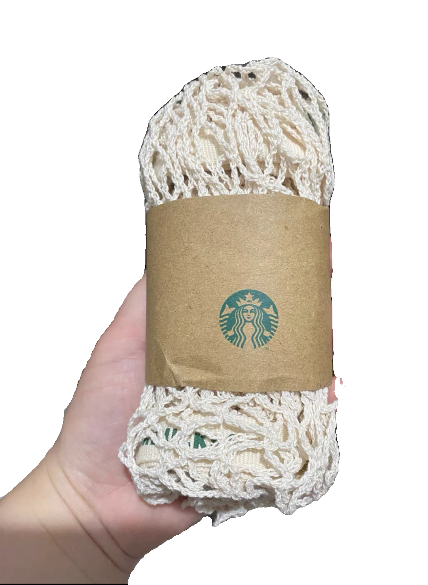 starbucks/星巴克网兜编织袋子单肩手提包鱼网ins风简约街拍袋子