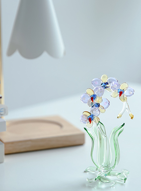 七隐手工玻璃蝴蝶兰摆件