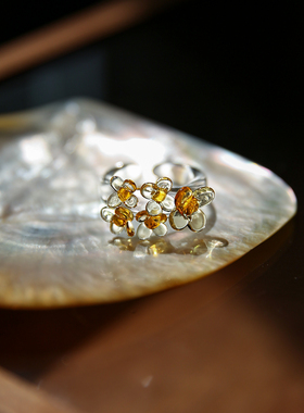 七隐 手工玻璃戒指 指环 苏州桂花戒指纯手工玻璃戒指 520礼物