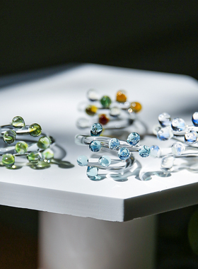 七隐原创琉璃戒指进口料露珠戒指