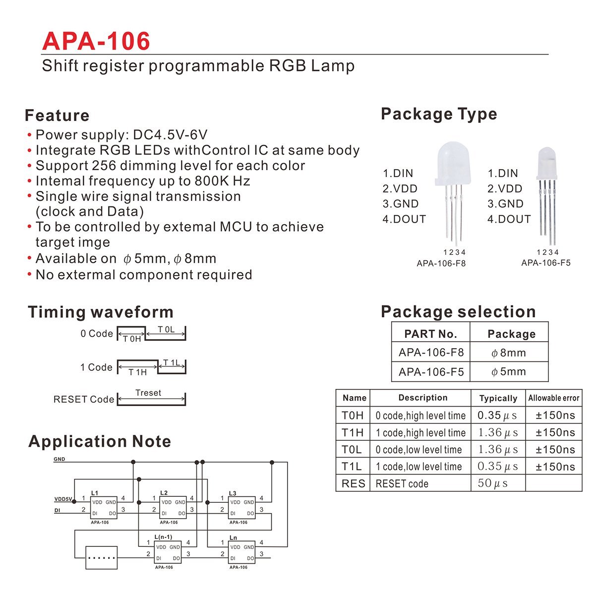 全彩内置直插灯珠 P9823 APA106 WS2818 F8 F5 草帽灯珠RGB 5V - 图2