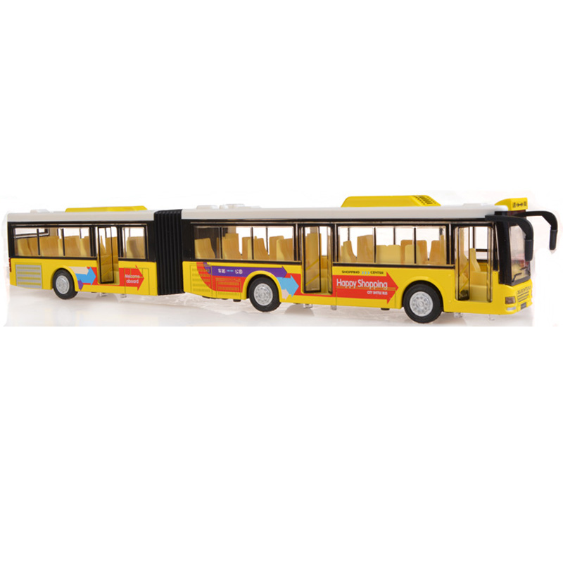 新品合金大巴车模型仿真公共汽车公交车双节加长巴士玩具真人语音 - 图3
