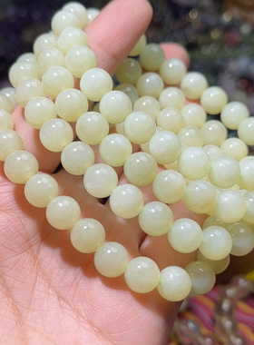 15A378 天然和田玉黄口手链串8mm新疆若羌鸡油黄女明黄单圈老料