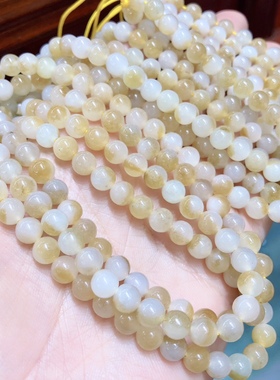 R333 天然和田玉佛串糖白聚宝盆佛珠高货首饰礼物约6mm