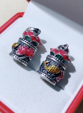 足银莲花香囊镂空嘎乌盒吊坠