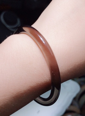 AA0811 天然冰种黑曜石手镯美人条冰耀石叮当镯女款圆条镯子礼物