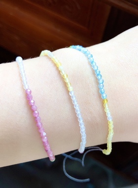 P305 天然彩色宝石半成品彩虹2mm渐变仙女欧泊橄榄石碧玺串珠散珠