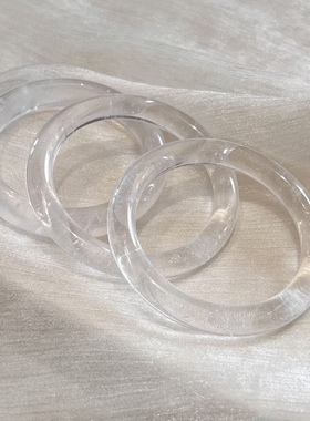 天然白水晶手镯白阿塞冰透水晶首饰女妈妈镯冰透彩虹意境