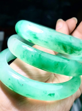 AA0807 天然独龙玉手镯冰飘花非洲翡翠平替玉镯正圈手镯高货收藏