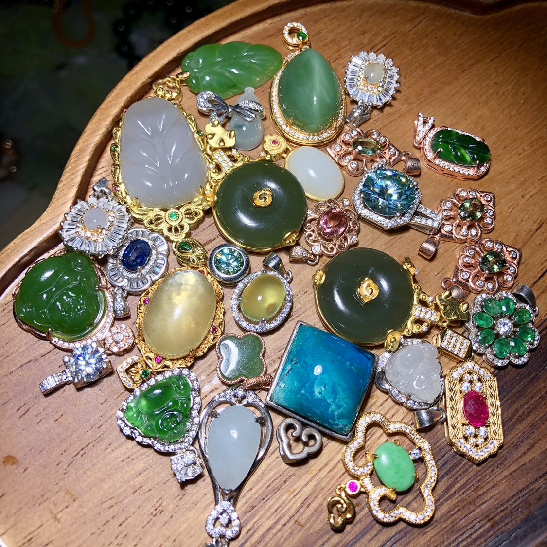 1A862 天然和田玉吊坠s925银翡翠碧玺祖母绿红宝石托帕一物一图,淘宝优惠券,粉丝福利购,淘宝优惠卷