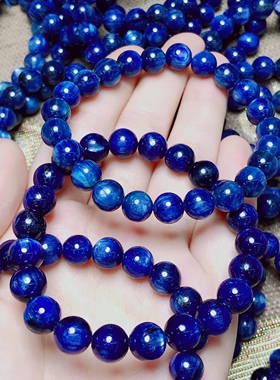 天然蓝晶石手链男女款简约水晶手串情侣礼物小清新饰品蓝色蓝宝石