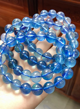 P430 天然海蓝宝手链女天然魔鬼蓝多种猫眼手串水晶男女款11/12mm