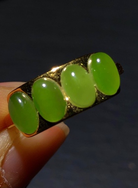 天然和田玉戒指排戒楼兰敦煌色烟紫糖料碧玉s925银指环活口男女