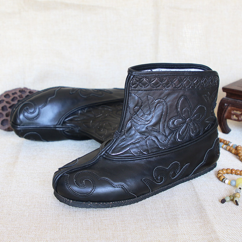 老北京手工皮鞋靴子中国风男鞋武术快靴羊毛里全皮云头舞台演出鞋,淘宝优惠券,粉丝福利购,淘宝优惠卷