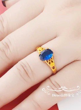 不掉色女款戒指24k黄金气质