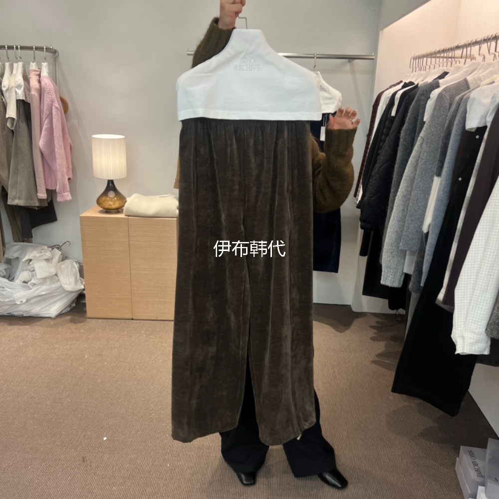 SIHO ARCHIVE韩国东大门代购25冬 松紧腰裤脚抽绳绒布灯芯绒长裤 - 图0