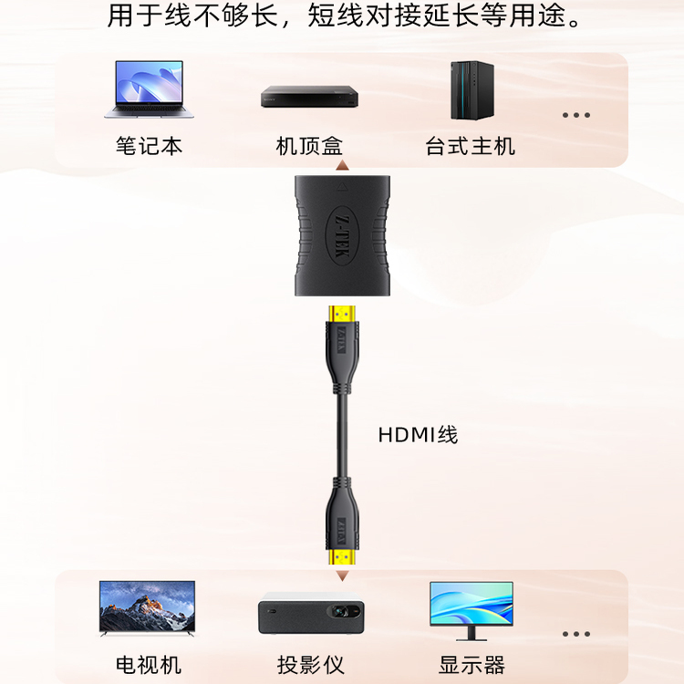 高清线 hdmi母对母延长器4K高清2.0连接电脑投影仪转换对接头延长 - 图1