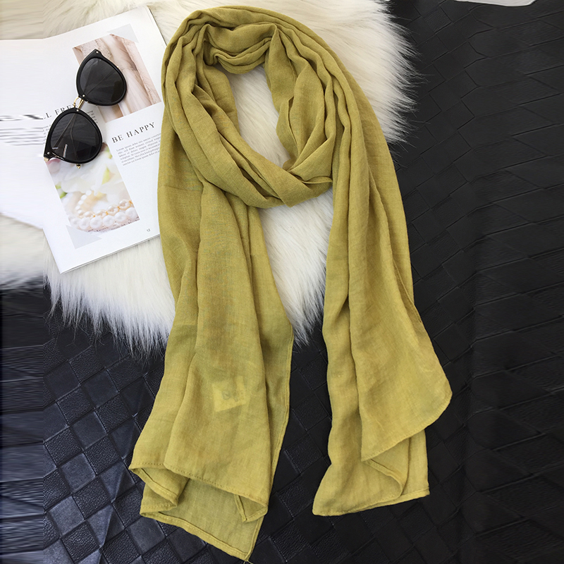 文艺棉麻围巾女春秋新款薄长款纯色日系百搭护颈空调披肩丝巾灰色