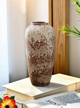 中式复古陶瓷竖长花瓶优雅摆件
