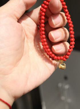 圣诞迎新朱砂福字手串原创喜庆串珠国风喜庆红轻奢手链本命年礼物