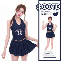 Teenage Swimsuit Woman Split Skirt Style Two Sets Bubble Spa Conservative Students Sports Cute Day Ensemble Girl Swimsuit