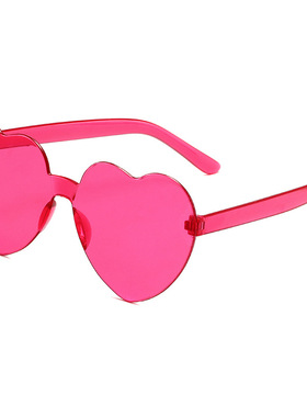 透明果冻色爱心太阳眼镜男女士桃心墨镜欧形连体太阳镜