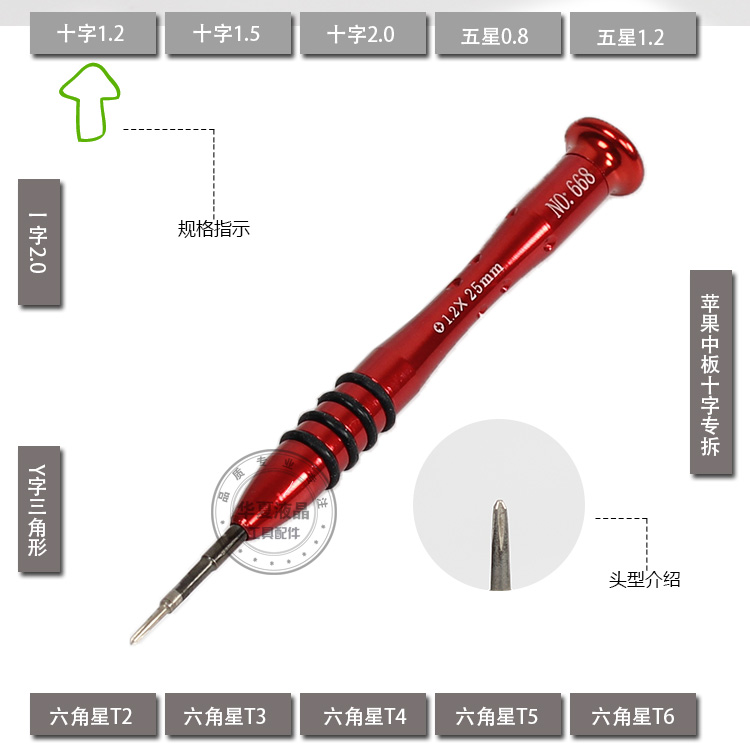 中板十字1.21.5一字2.0T3T4T6五星0.81.2Y字手机拆机工具螺丝刀