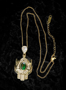 国风复古简约潮流短款项链女绿色