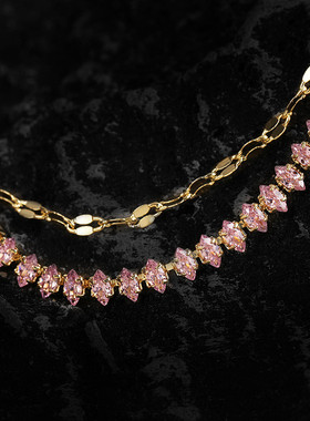 气质璀璨名媛手链甜美粉色合成水