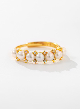 淡水珍珠戒指开口可调节简约指环