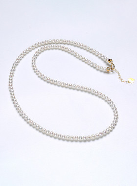 18K金扣头淡水珍珠项链小米珠全