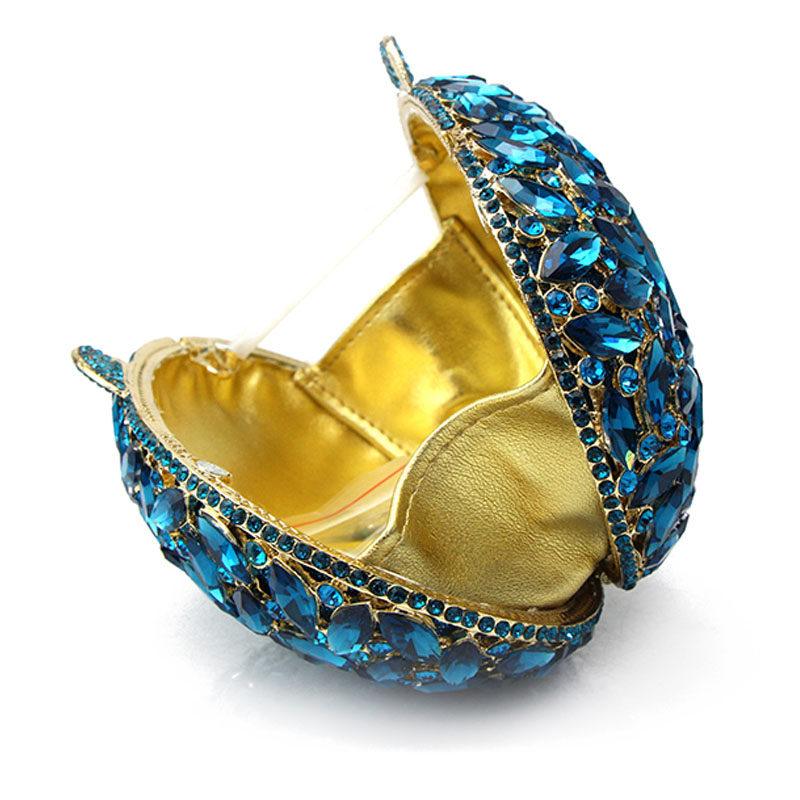 彩月椭圆形硬壳镶钻手拿淑女包包 彩月女士包袋